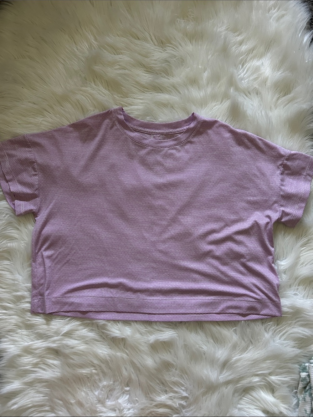 all in motion Pastel Purple Cropped Crewneck Tee
